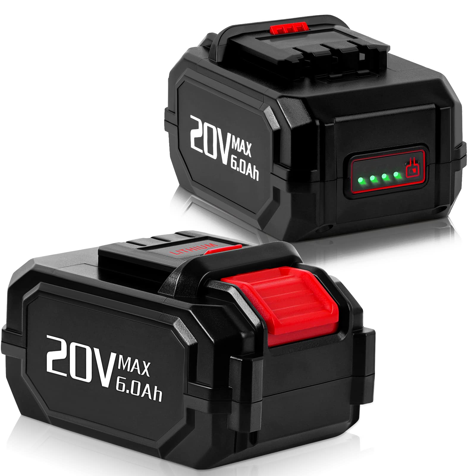 【Upgrade】 2Pack CaliHutt 6000mAh Replacement Battery for KIMO 20V Lithium Battery for KIMO 20V Cordless Blower Wrench Nailer Drill