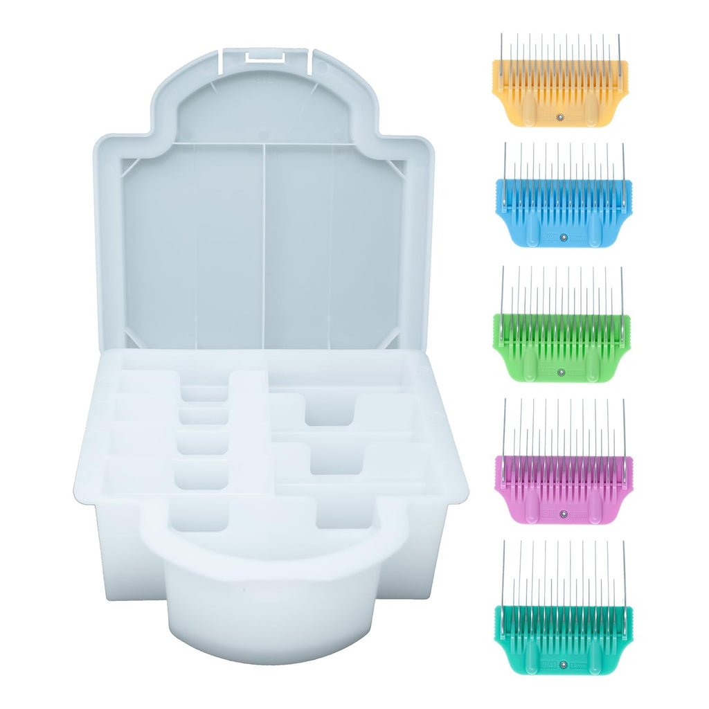Bucchelli 5-Piece Wide Skiptooth Comb Attachment Set for Dog Grooming Clippers, Stainless Steel Over-The-Blade Guide Combs, Fits A5 Wide Blades