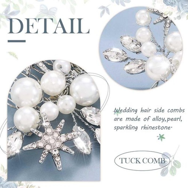 Asooll Pearl Bridal Hair Comb Silver rhinestone Hair Pieces Sparkle Wedding Hair Accessories for Women