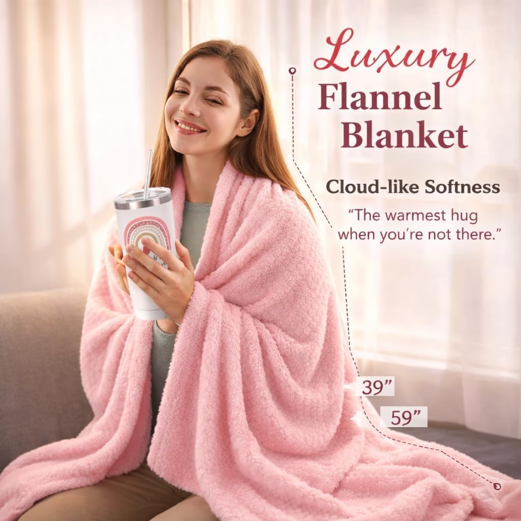 Get Well Soon Care Package for Women, 12 Pcs Deluxe Self-Care Gift Box with Pink Cozy Blanket, Tumbler, Candle & Spa Feel Better Basket – After Surgery, Thinking of You, Encouragement Recovery Gifts