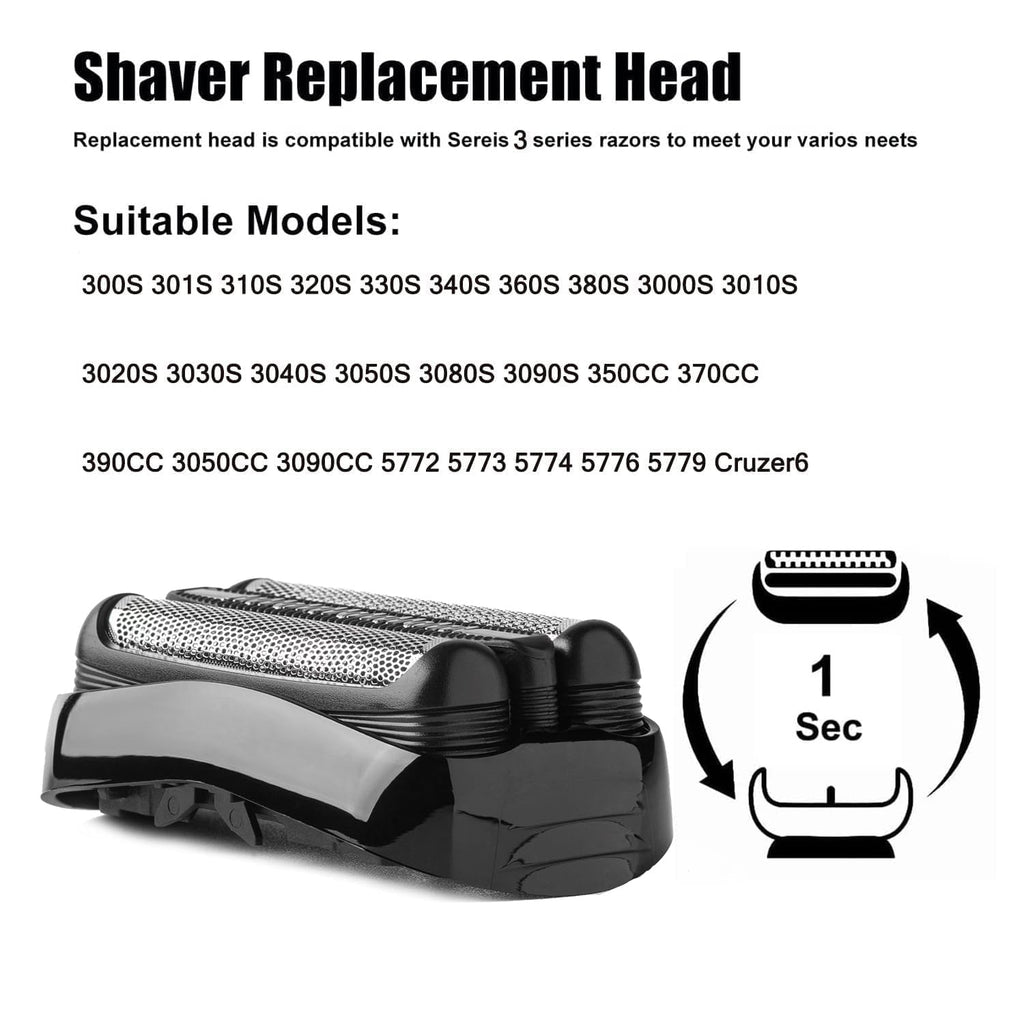 21B Series 3 Shaver Replacement Foil Compatible with Braun Series 3 Replacement Head for Braun S3 Foil Shaver fit for Electeic Razor 5409,3040s,300s,310s,320s,3050cc,360s 370cc-4,3090cc,3010s,3030s