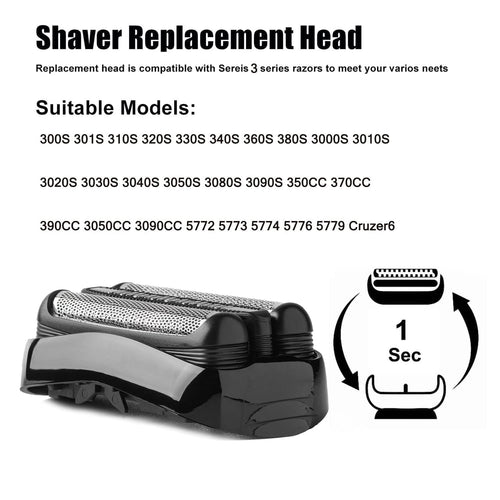 21B Series 3 Shaver Replacement Foil Compatible with Braun Series 3 Replacement Head for Braun S3 Foil Shaver fit for Electeic Razor 5409,3040s,300s,310s,320s,3050cc,360s 370cc-4,3090cc,3010s,3030s
