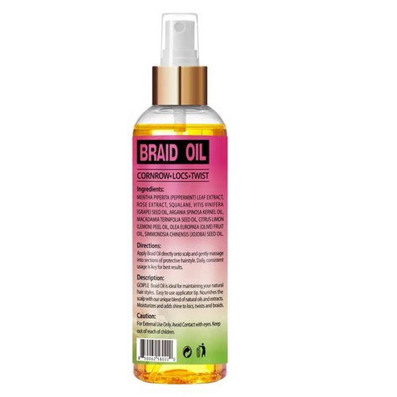Braid Oil for Soothes Moisturizes Dry & Itchy Scalp- Braid Care for Dandruff and Thinning Edges- Braiding Scalp Oil for Locs & Twists Enhances Shine and Reduces Frizz Refreshes Dry Hair 8 fl oz