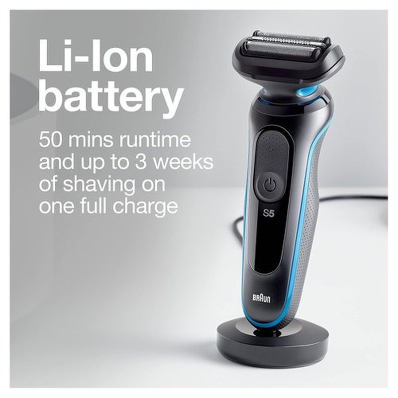 Braun Series 5 5049cs Electric Shaver - Cordless Wet & Dry Face Shaver with Charging Stand & Beard Trimmer - Blue