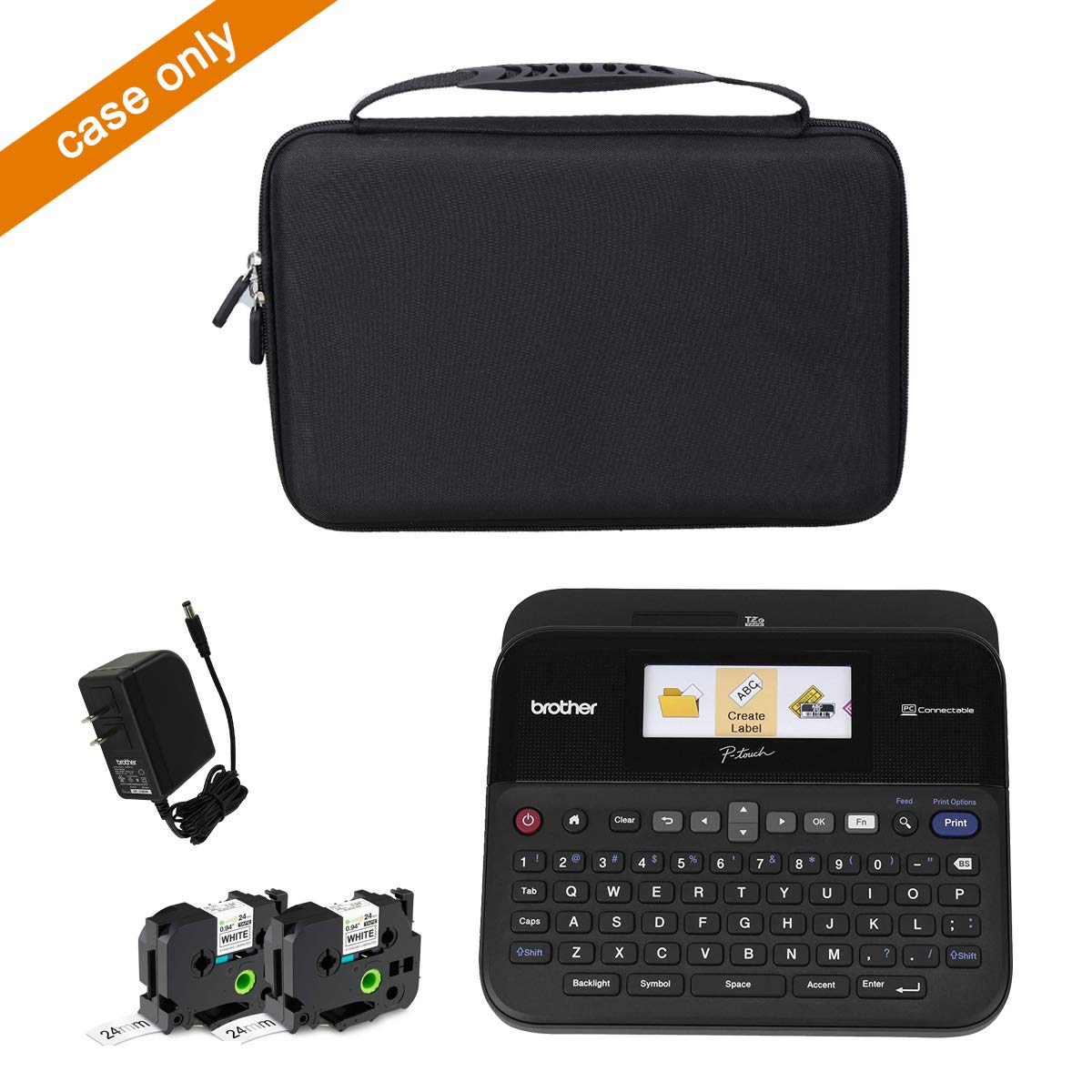 Aproca Case Compatible with Brother P-Touch PT- D610BT / PTD600 Business Professional Connected Label Maker, Portable Storage Bag for Accessories (Black-New Version)