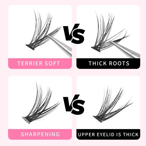 Bodermincer 20 Root Thickness 0.07mm C Curl 3D Individual Eyelashes Extension Soft Black Fake False Eye Lashes Tools (10mm)