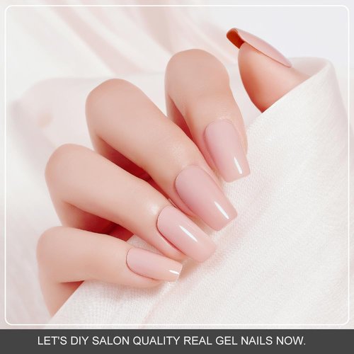 Arte Clavo Semi Cured Gel Nail Strips, 20 Pcs Gel Nail Stickers with UV Light Required, Salon Quality, Long Lasting, Easy Apply and Remove (Nude Pink)