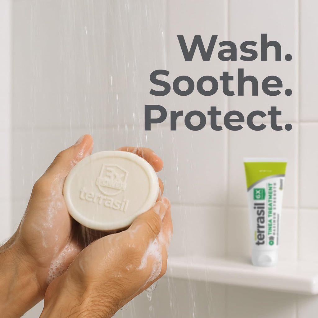 terrasil Tinea Versicolor Treatment Cream + Tinea Soap 2-Product Kit Made in the USA, Clinically Proven 1% Clotrimazole. Antifungal Treats Most Ringworm & Fungal Infections. (.5oz Tube + 75g soap)