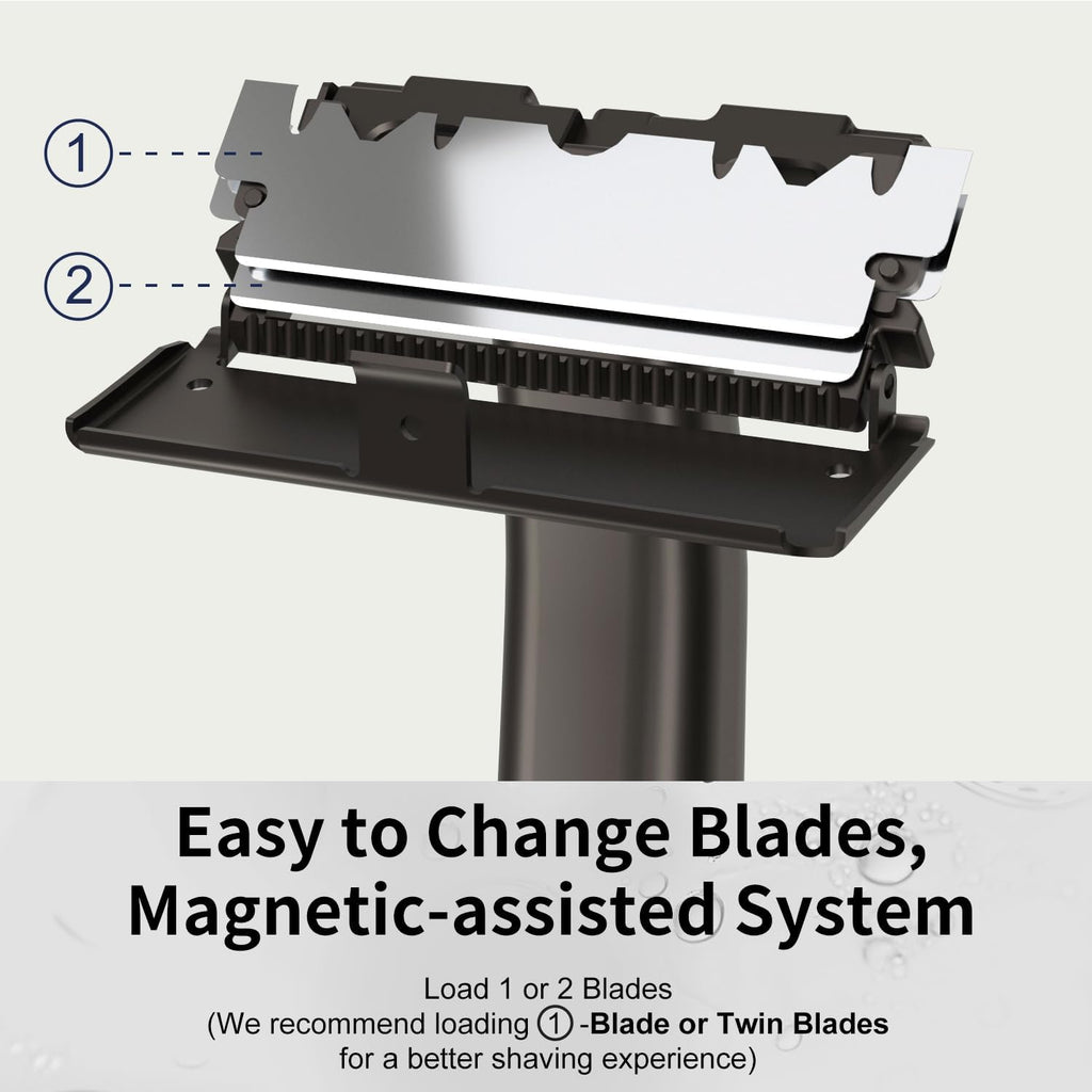 THURLADY Dual-Blade Safety Razor with Pivoting Head, Matte Black