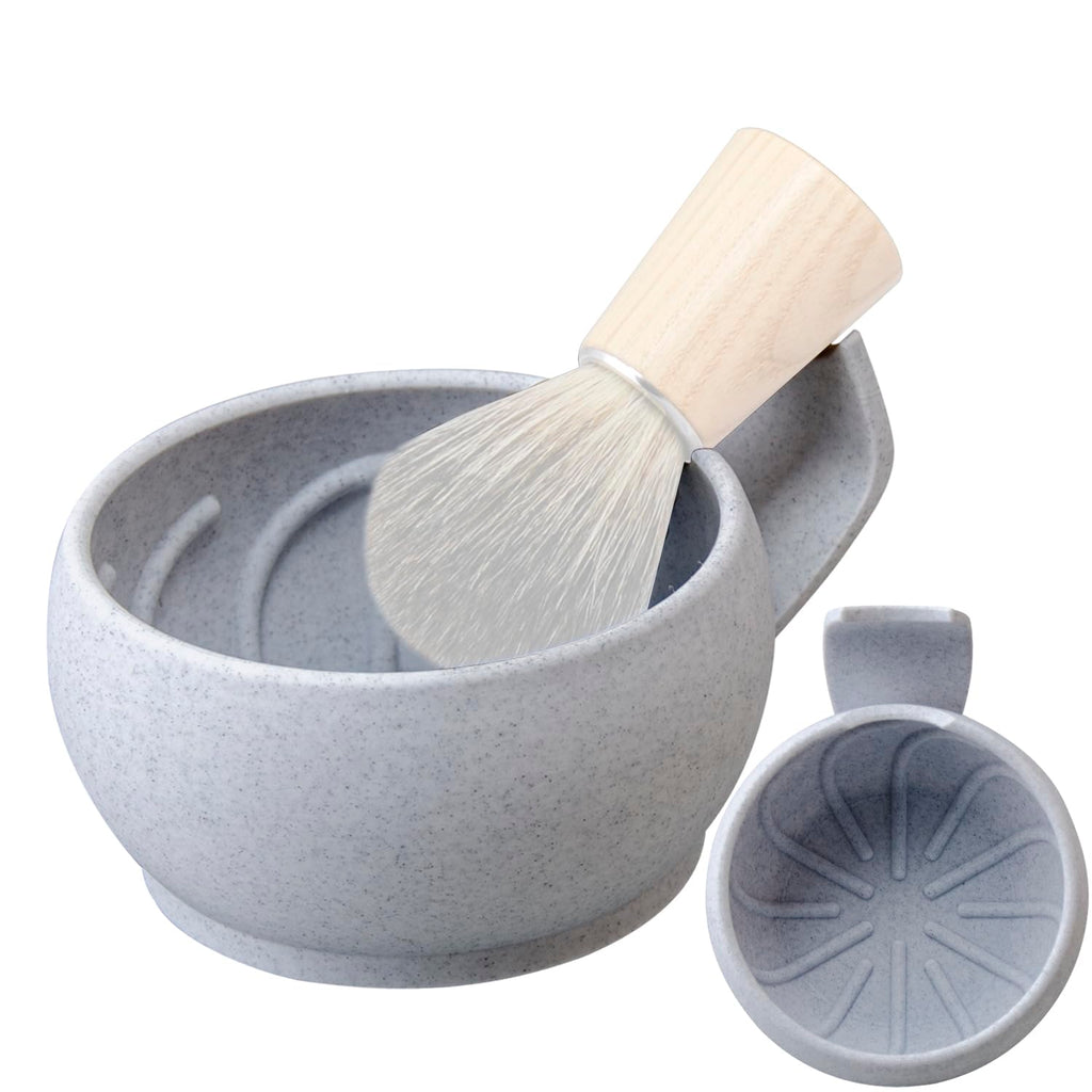 Grandslam Shaving Bowl with Ridges, Shaving Mug with Brush Stand, Shaving Soap Bowl for Shaving Cream and Soap, Durable & Holds Heat Longer, Rich & Thick Lather, Great for Traveling and Use at Home