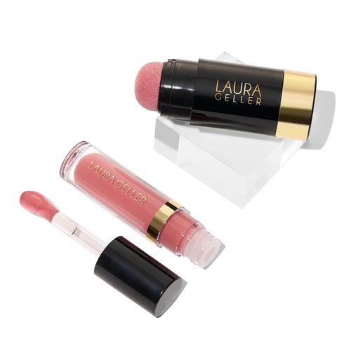 Laura Geller New York Blush & Lip Duo - Soothing Cheek Tint in Practical Pink + Jelly Balm Lip Serum