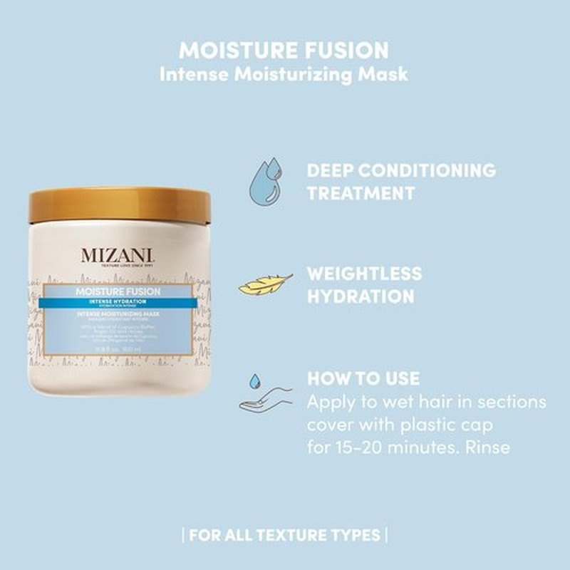 Mizani Moisture Fusion Hair Mask - Intense Hydration for Dry, Curly Hair | Deep Conditioning with Argan Oil