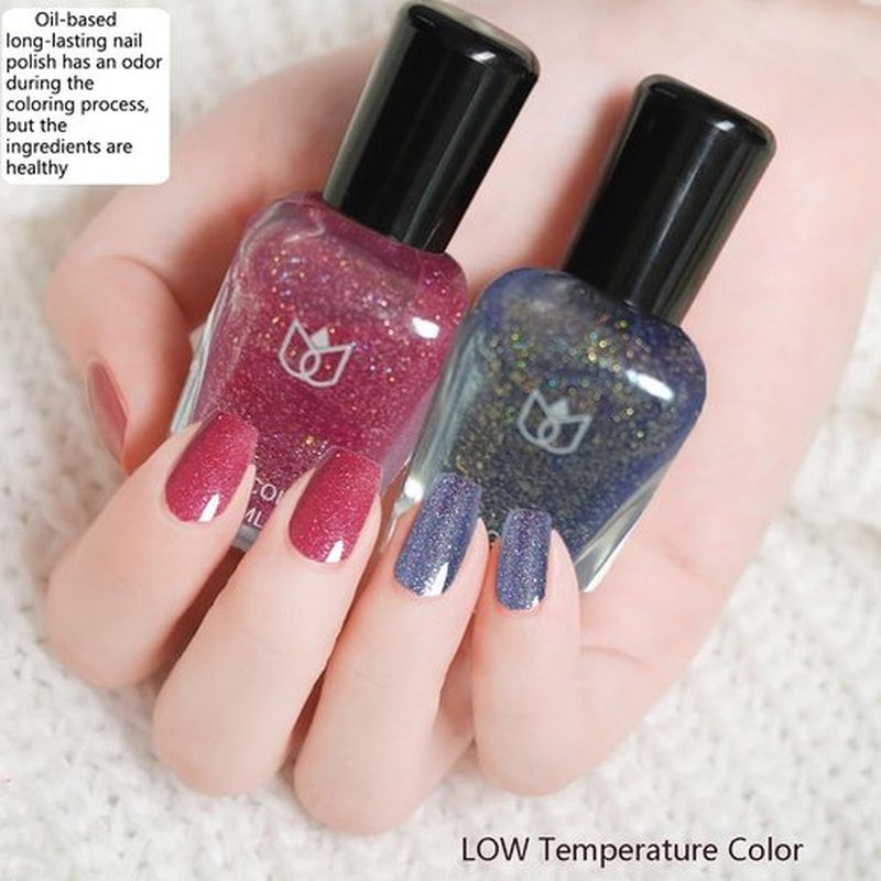 Rowcay 4 Pcs Color Changing Nail Polish Set, Classic Colors Quick Dry Nail Polish Kit 0.24 oz Finger Nail Color Pack Glossy Toenail Polish, Temperature Polish for Women and Girls