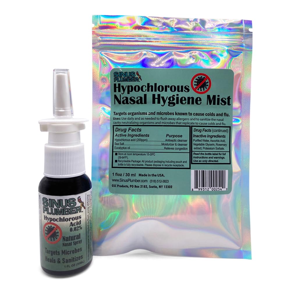 Sinus Plumber Antimicrobial Nasal Spray Removes Bacteria with Electrolyzed Water and Hypochlorous Acid