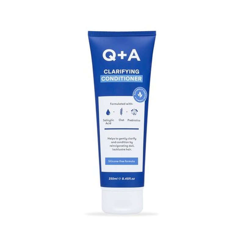Q+A Clarifying Conditioner for Hair (250ml), Scalp-Balancing, Strengthening and Moisturizing Conditioner for Congested Hair, With Salicylic Acid, Oatmeal and Prebiotics