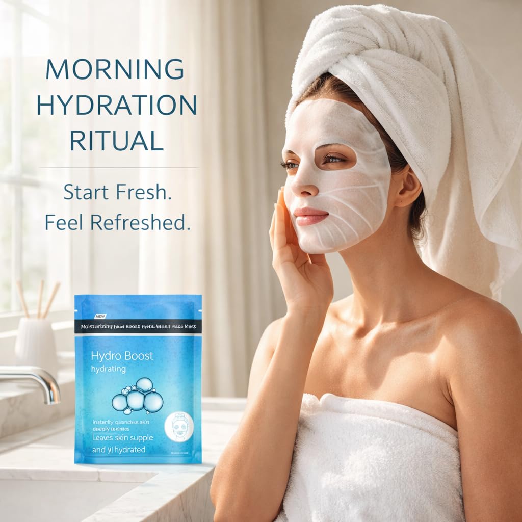 Daily Facial Sheet Mask, 1 oz Single Use Face Mask with Smooth Gel Texture, Refreshing Skin Care Mask for Home and Travel Use, Suitable for All Skin Types