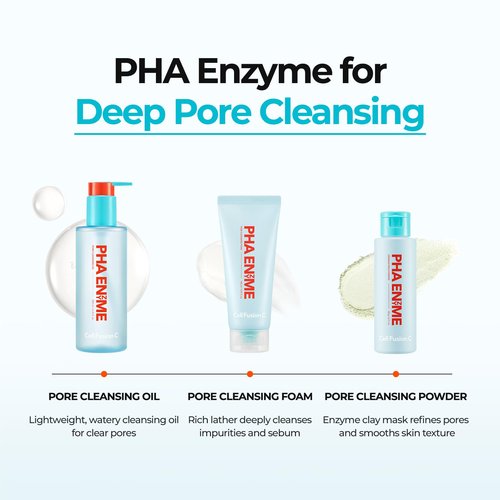 Cell Fusion C PHA Enzyme Granule Peels Cleansing Powder – Multi-Purpose Powder Cleanser for Blackhead Removal & Sebum Control, Exfoliation for Smooth Skin, 2.11 oz / 60g