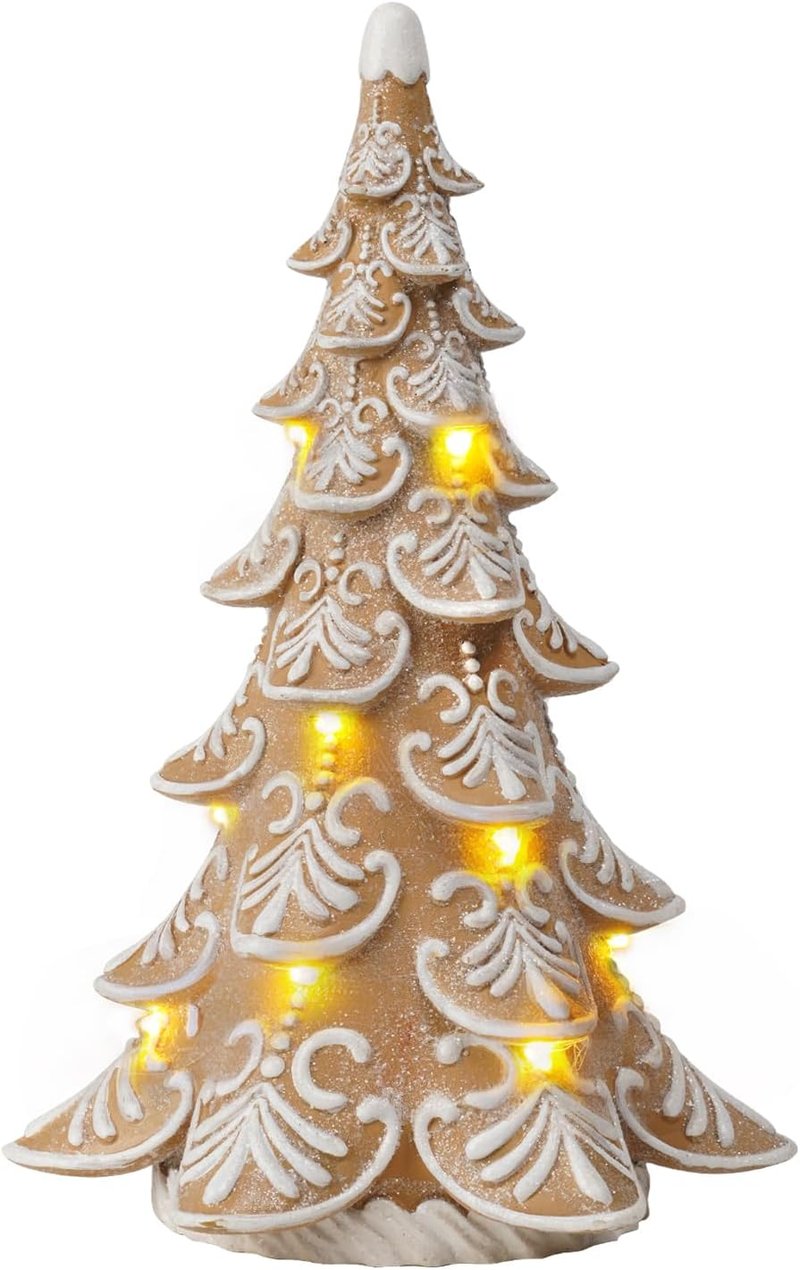 Cynkeyee Gingerbread Christmas Tree Decorations - Indoor Xmas Lights & Party Centerpiece, 6.5x4.5x10 Inch