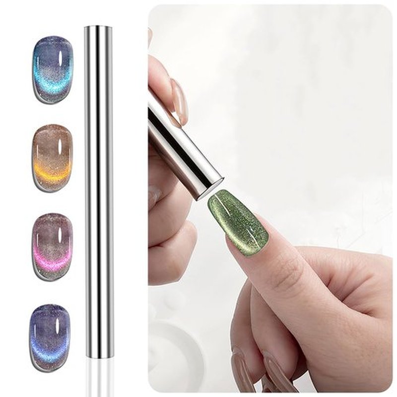 SILPECWEE 10Pcs Cat Eye Magnet for Nails Gel Nail Polish Magnet Wand Strong Magnetic Nail Polish Double-Headed Magnets Sticks Cat Eye Nail Design Tools Nail Art Accessories