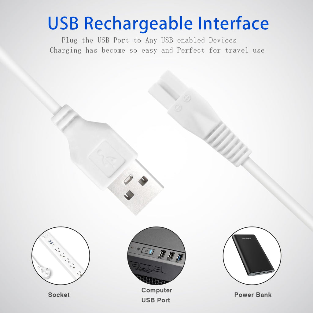 2 PCS Charger Cord Replacement for Pritech Electric Feet Callus Remover Foot Pedicure, USB Power Adapter Charging Cable