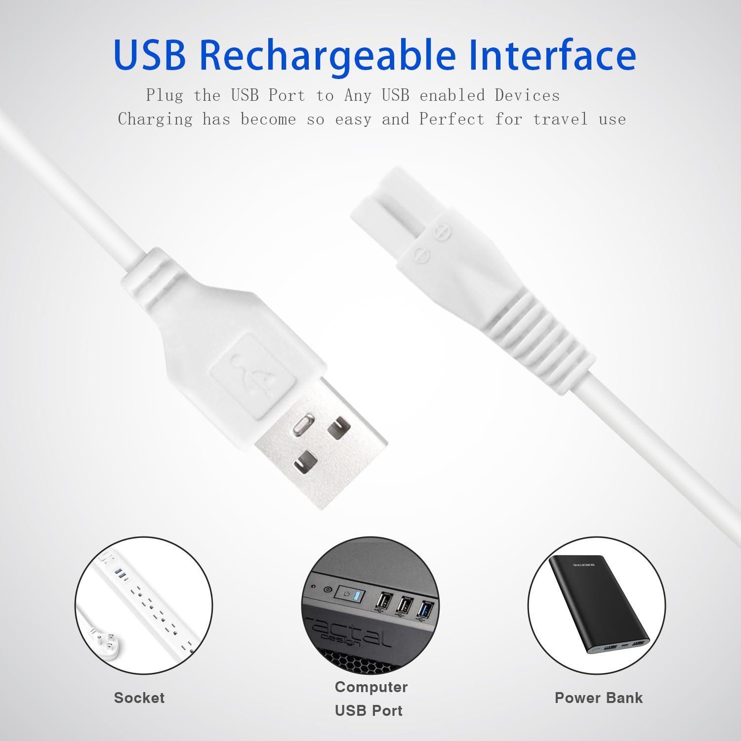 2 PCS Charger Cord Replacement for Pritech Electric Feet Callus Remover Foot Pedicure, USB Power Adapter Charging Cable