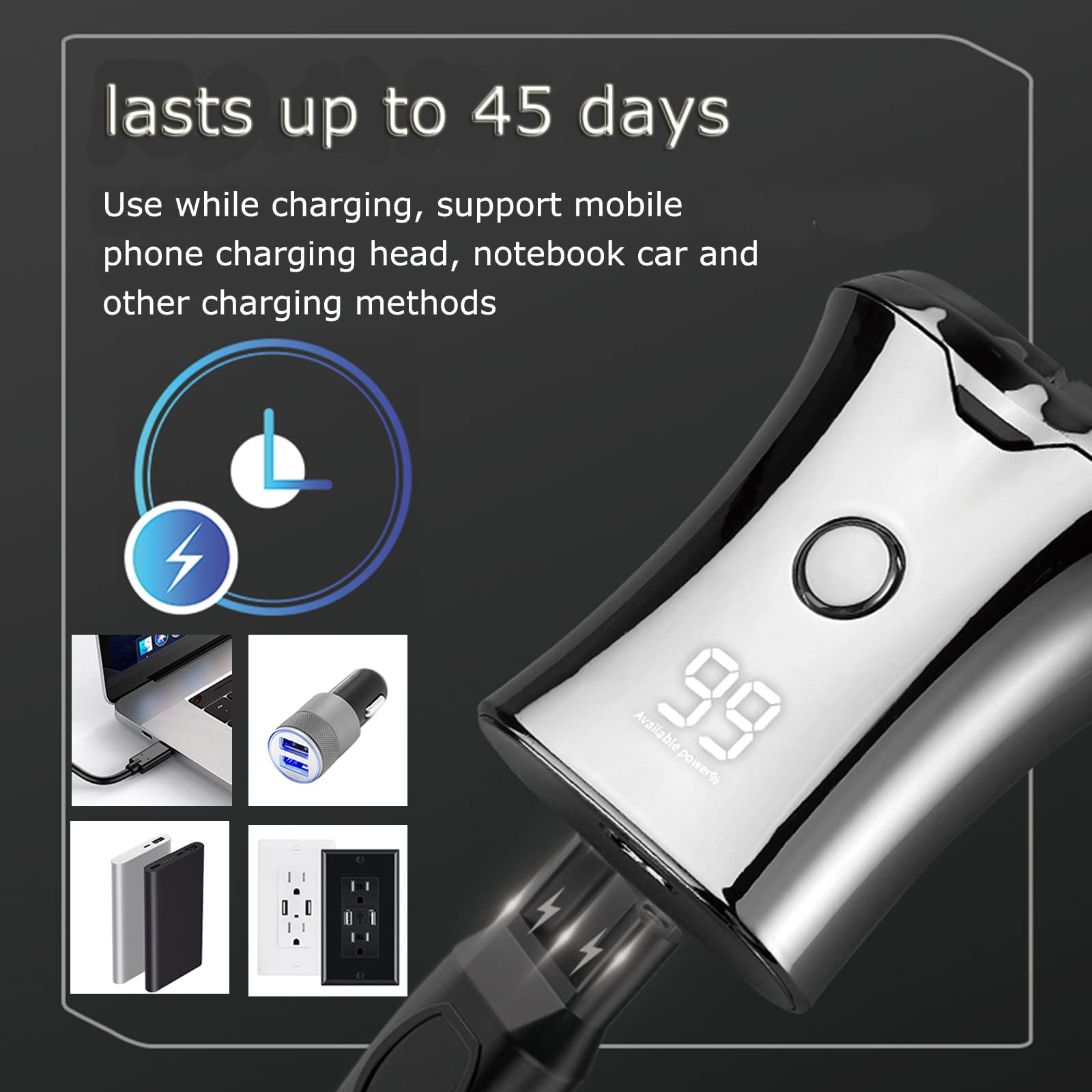 Electric Mini Travel Shaver for Men - Pocket Size Washable Electronic Razor - Mens Rechargeable Portable Cordless Small Shaving Face Beard - Wet & Dry Rotary Compact Electrical Shave