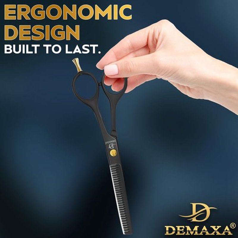 Thinning Shears for Hair Cutting - DEMAXA Hair Thinning Scissors Professional Barber’s Texturizing Shears for Salon & Home Use - 6.5-inch Black High Carbon Stainless Steel Thinning Sheers