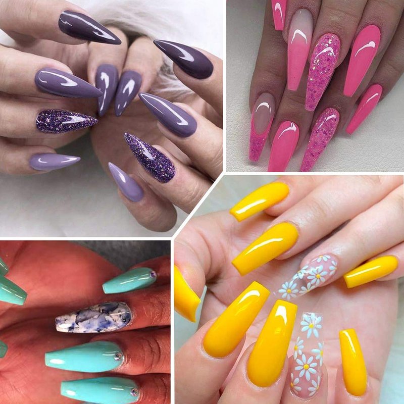Vishine Poly Nail Extension Gel Kit - 8 Colors, 48W LED UV Lamp, Builder Gel, Slip Solution, Base Top Coat, Rhinestone Nail Manicure Beginner Starter Kit