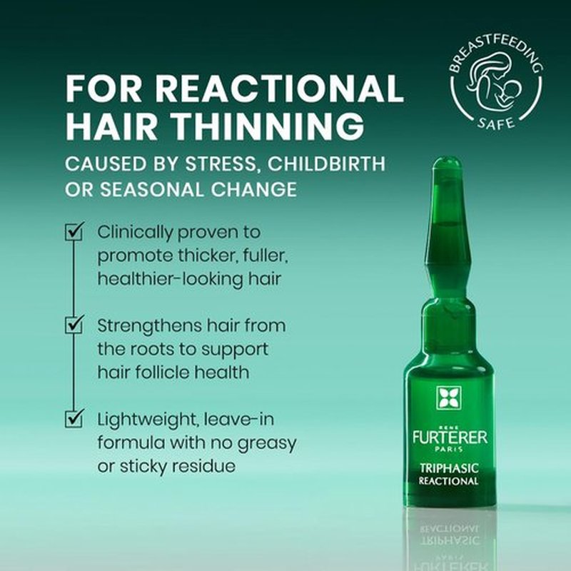 Rene Furterer Triphasic Concentrated Serum | Drug-Free Solution for Thinning Hair - 12 ct., 3-Month Supply