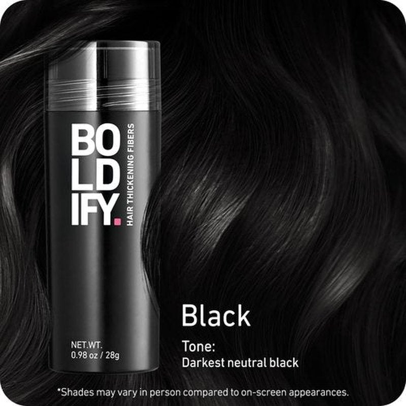 BOLDIFY Hair Fibers - Instantly Thicker Look for Thinning Hair | 28g - Black - 14 Shades Available