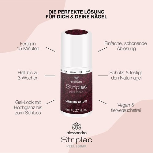 alessandro Striplac Peel or Soak Nail Polish -141 Drunk of Love for Women - 0.27 oz
