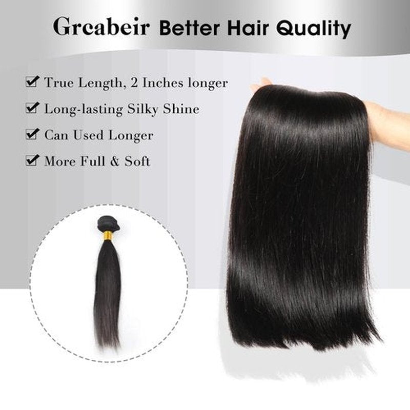 15A Straight Human Hair Bundles, 3 Bundles 24 26 28 Inch Straight Bundles Human Hair,Triple Lifespan 3x,100% Unprocessed Cambodian Raw Hair Bundles for Women