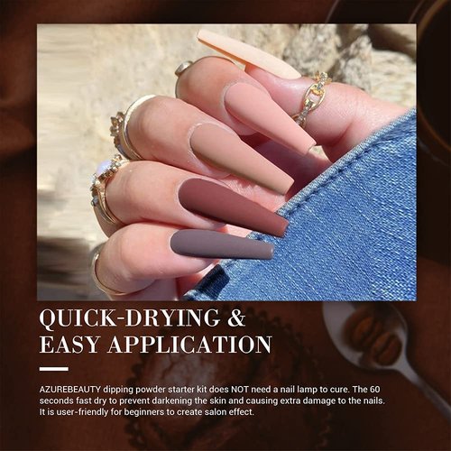 AZUREBEAUTY Brown Nude Nail Polish Set, Fall Winter Quick Dry Natural Nail Lacquer Strengthening Treatment Kit with Top Coat DIY Salon at Home
