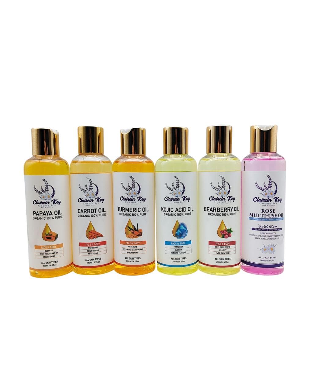 Claircin Key Cosmetics 7-Piece Glow Skin Care Set – Complete Hydrating & Radiance Routine with Vitamin C, Collagen & Rose Oil for Smooth, Soft, Even-Looking Skin – Body & Face Care System.