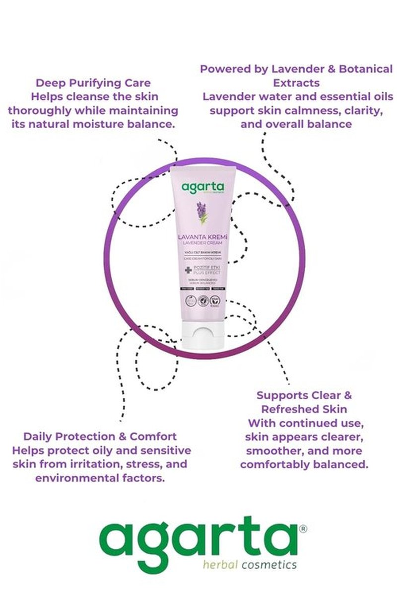 Agarta Lavender Moisturizing Skin Cream - Vegan Botanical Hand & Face Cream with Lavender Water | 2.54 fl oz