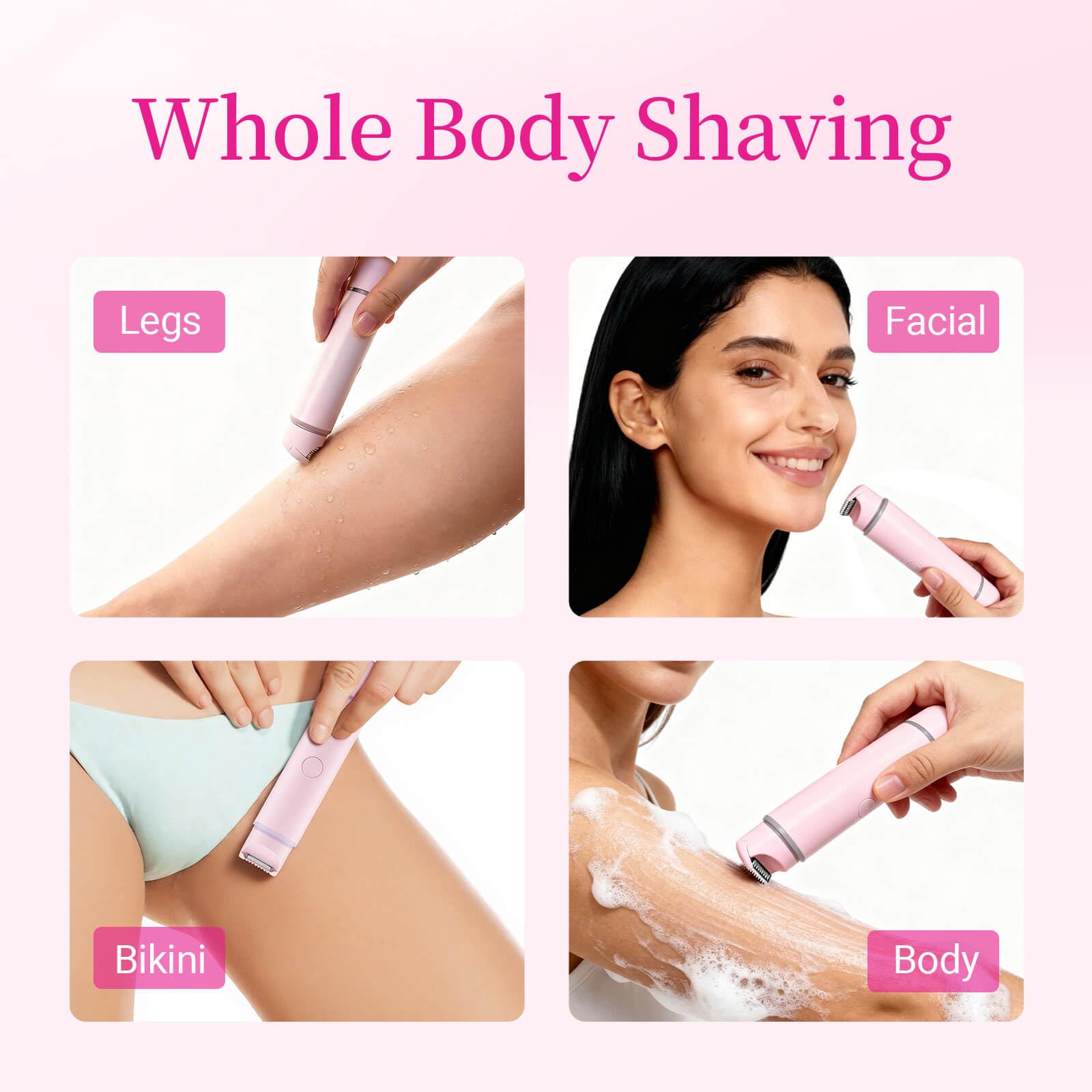 Unimiko 2-in-1 Bikini Trimmer for Women – Electric Shaver for Women, Womens Electric Razor & Trimmer for Sensitive Skin, Adjustable Comb, 100% Waterproof, Portable, USB Charge, Painless (Red)
