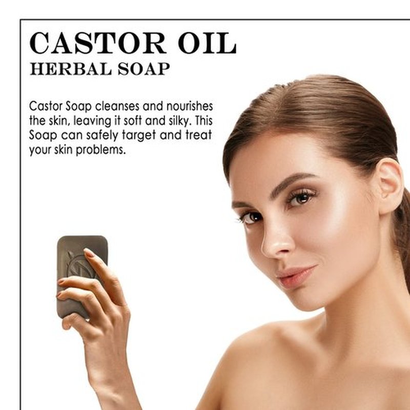 HERBOGANIC Castor oil Herbal Soap | Pack of 6 of 5oz soap Bar | Ideal for Men and Women, Soothing and Nourishing Soap for Moisturization