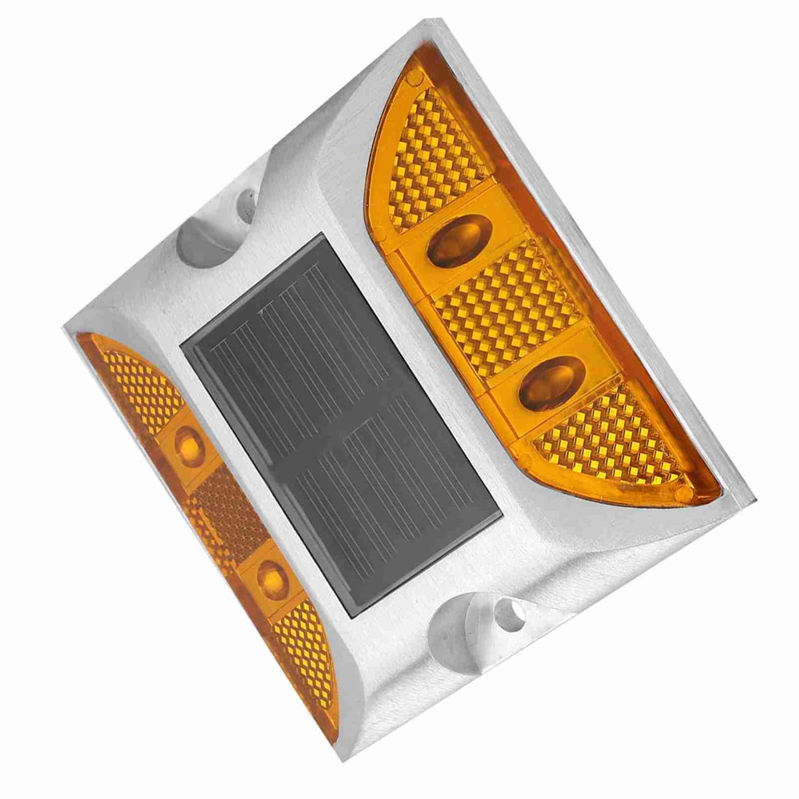 Dioche 2-Sided Reflector Road Pavement Marker, Road Emergency Aluminum Reflector with LED Flashing Security Accessories