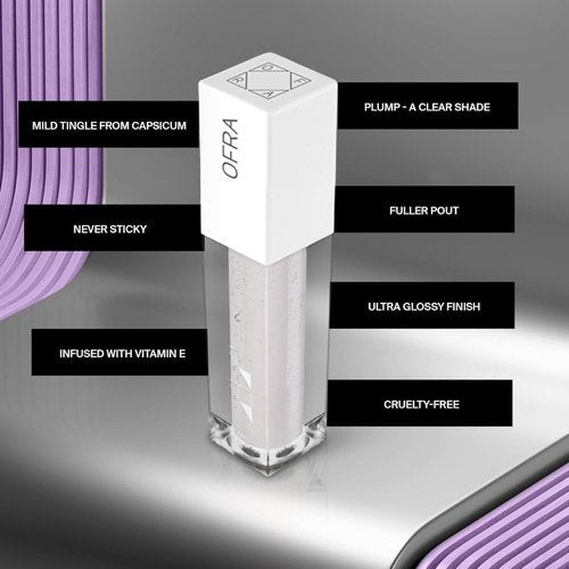 Ofra Lip Lush Plump - Hydrating Clear Lip Plumper Gloss | Non-Sticky, Ultra Glossy, 3.5ml