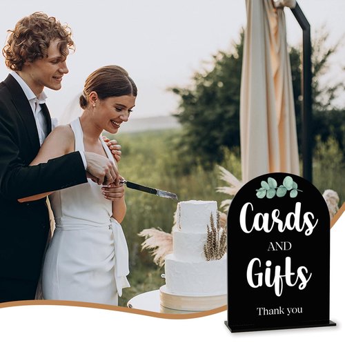 Black Cards and Gifts Sign for Wedding, Wedding Engagement Bridal Shower Baby Shower Decor for Reception Reception Party, Weddings Table Acrylic Sign
