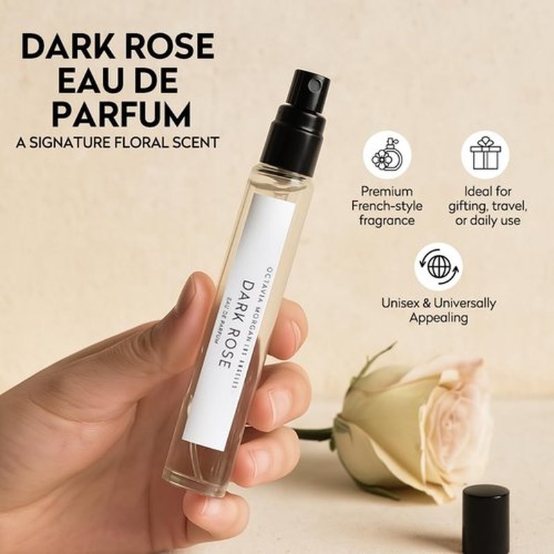 **Octavia Morgan Dark Rose Eau De Parfum - Bold Vanilla & Black Rose Fragrance - 10ML Travel Size for Unforgettable Moments**