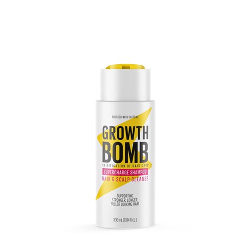 Growth Bomb Supercharge Shampoo - Clarifying Shampoo for Curly, Oily, Damaged Hair w/Tea Tree for Scalp Detox, Anti Residue Hair Wash for Women & Men, Paraben Free, Sulfate Free - 300mL