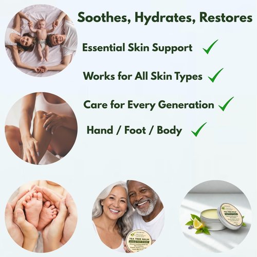 Skiennix Tea Tree Oil Balm - Soothing Itchy Skin Relief for Rashes, Bug Bites & More | Natural Formula, 1 Pack
