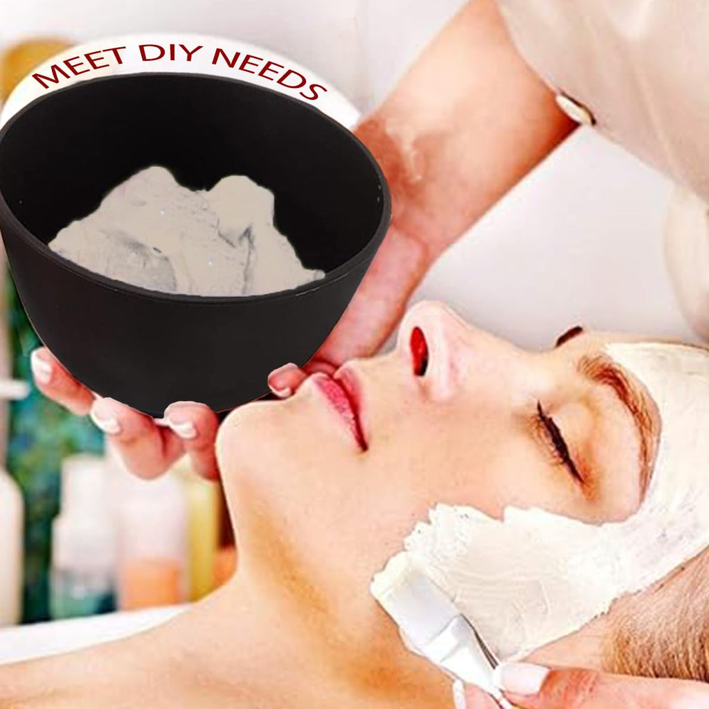 PLINNILUY 5 Pcs Diy Face Mask Mixing Bowl, Home Use Silicone Facial Mask Mixing Bowls Set Plastic Facial Mask Mixing Masks Set - DIY Skincare Mixing Tool Kit (Black-5Pcs)