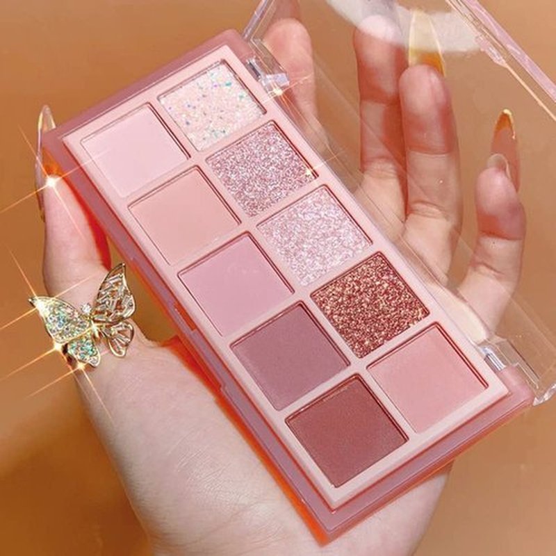 Erinde 10 Colors Eyeshadow Palette - Ultra-Blendable Matte & Shimmer Eye Shadow | High Pigment Rose Pink with Brush