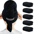 HOMEXCEL 5 Pack Large Microfiber Hair Towel Wrap for Women, Black- 40 x 20 inches Super Soft, Fast Drying Turbans for Long, Thick, Curly Hair - Anti Frizz Wrap with Elastic Strap