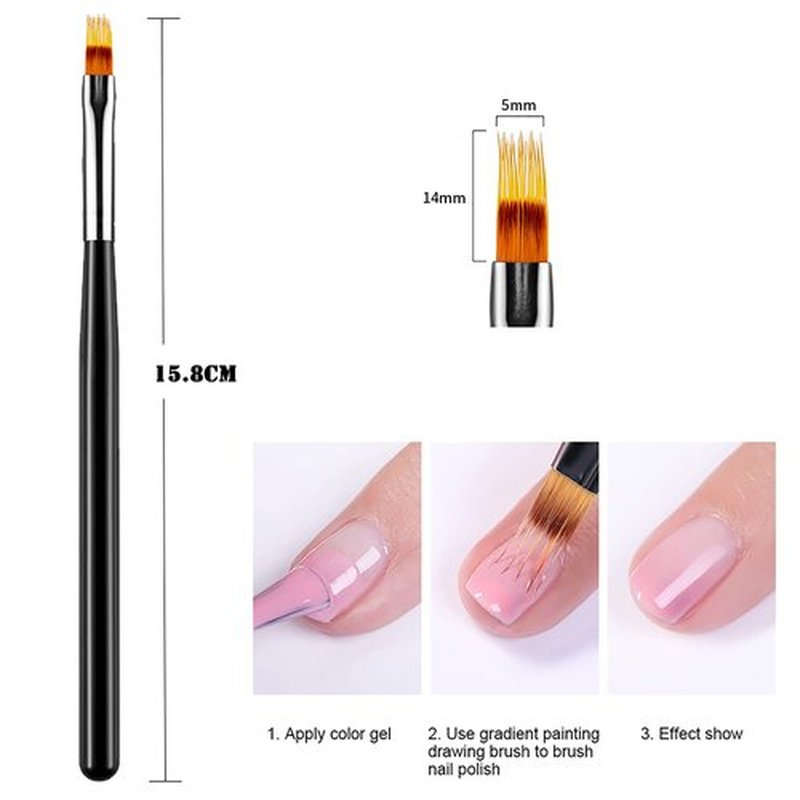 SILPECWEE 5Pcs Nail Art Brushes Double-Ended Nail Dust Brush And Ombre Nail Brush Nail Painting Kit French Manicure Brush Nail Design Pen Nail Art Supplies