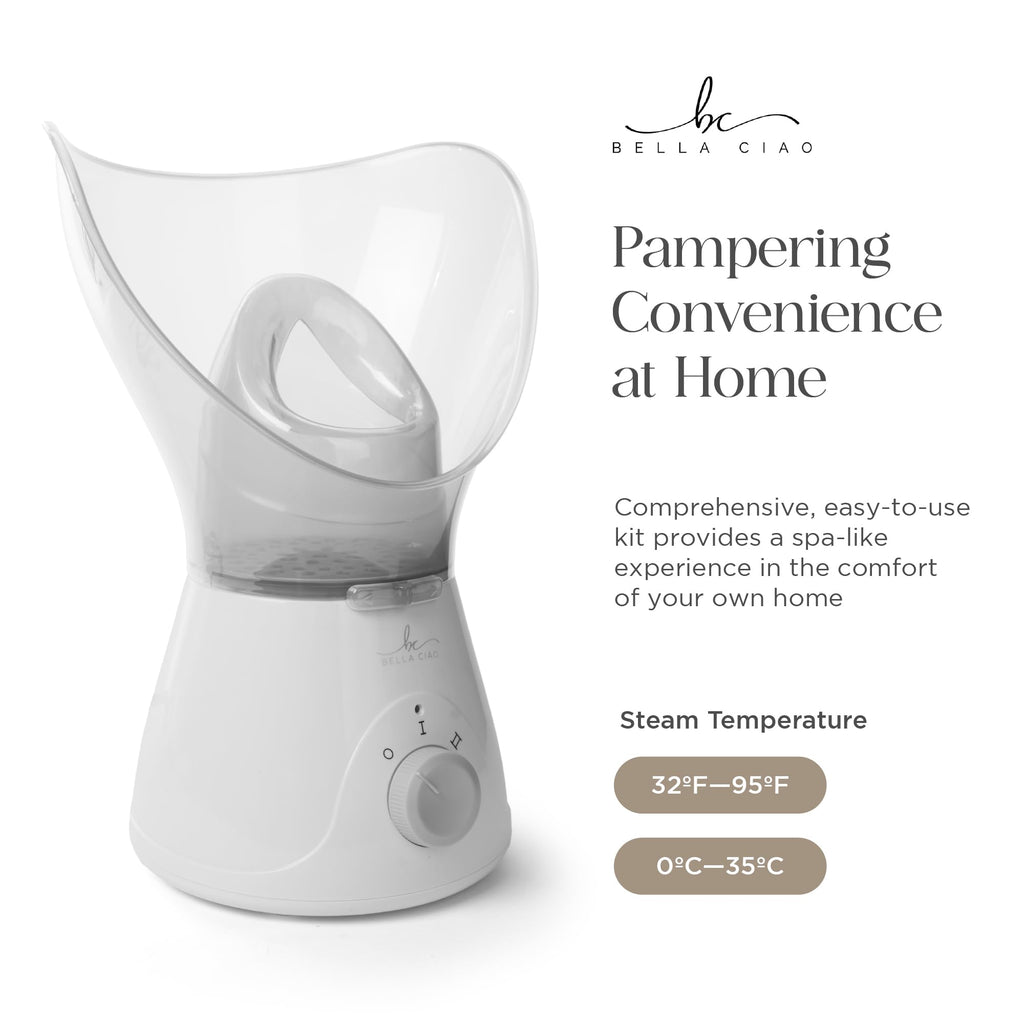 Bella Ciao Face Steamer, 11 Pc Facial Kit, Home Spa Kit, Gray/White