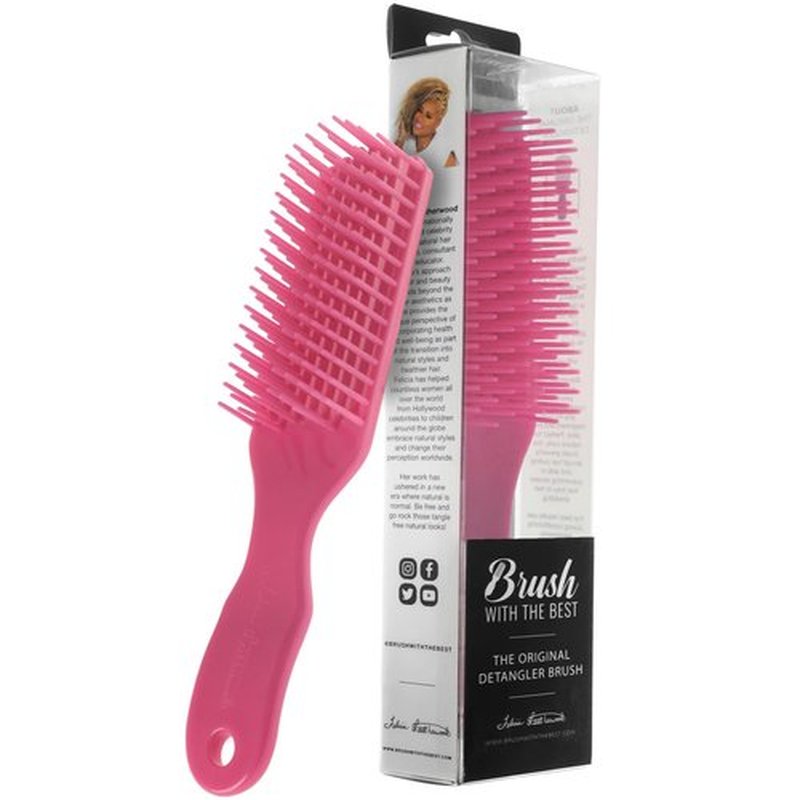 Felicia Leatherwood Pink Detangler Brush - Pain-Free Tangle Tamer for Kinky, Curly & Wavy Hair