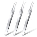 Honoson 3 Pcs Blackhead Tweezer Stainless Steel Pimple Tweezers Tool for Remove Zit Whitehead Pimple Bend Curved Extractor Tweezer Skin Blackhead Remover Tools(Silver)